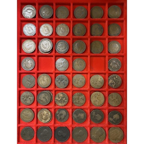 43 - A collection of UK coins from ¼d to 3d from  Charles I to QEII, mixed condition noted 1852 ¼d, Charl... 