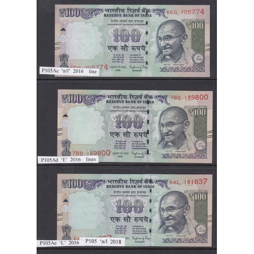 107 - A specialised study on Gandhi banknote issues from 10r to 1000r, including various different printin... 