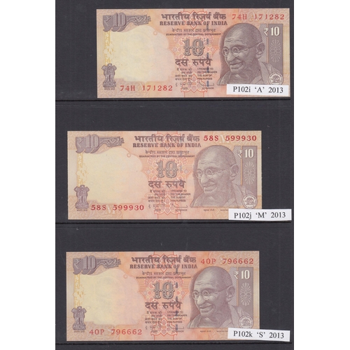 107 - A specialised study on Gandhi banknote issues from 10r to 1000r, including various different printin... 