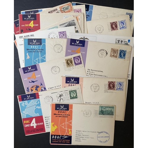 313 - A group of 50+ QEII Air Mail Event covers, including various BOAC 1950s First Flights including Lond... 