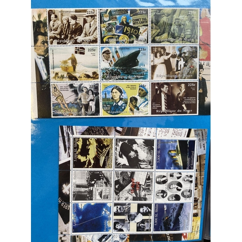 317 - A small thematic collection on Titanic, including modern stamps and re-production cards