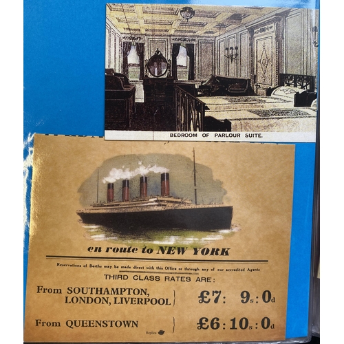 317 - A small thematic collection on Titanic, including modern stamps and re-production cards