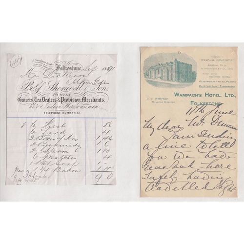 325 - A collection on Folkestone from the 19th & 20th Century including receipt forms, cabinet cards and a... 