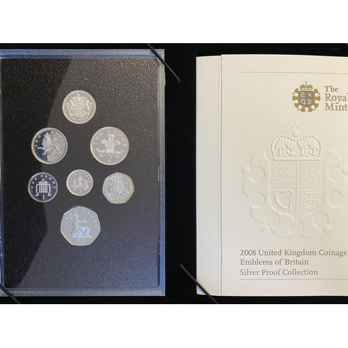 85 - A collection of 7 UK QEII silver proof coins, boxed with CoAs, including £2 x5 & £5 x1, noted 2011 s... 