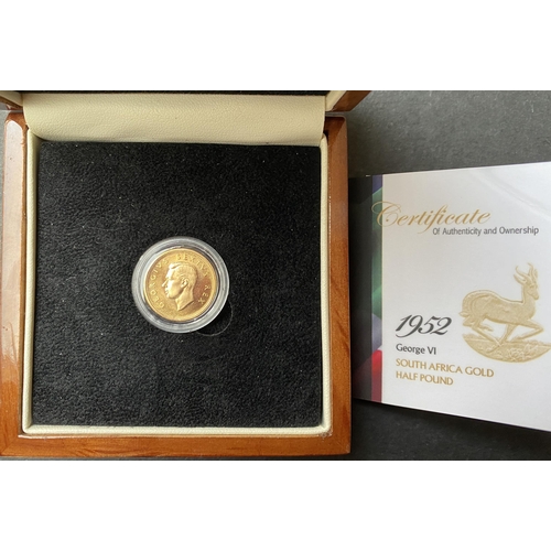 88 - South Africa 1952 gold Half Pound (£½ ), boxed with CoA