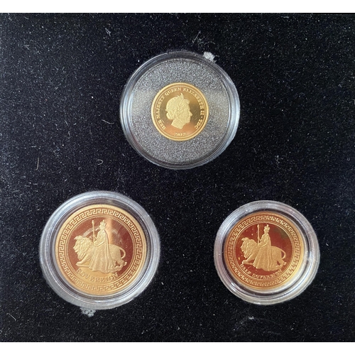 89 - Tristan da Cunha 2012 Gold Sovereign Set, including full/half/quarter, boxed with CoA