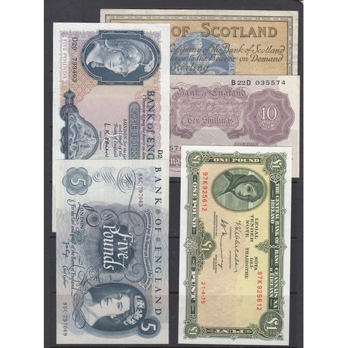 18 - A collection of UK banknotes, strength in 20th Century notes including Scottish Linen 1962 £20 note,... 