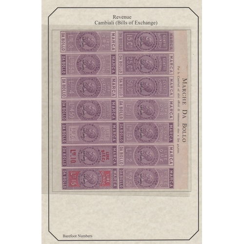 779 - 1864 ‘Bill of Exchange’ set of 14v from 15c to 15L in complete se-tenant sheet, each o/pt ‘Saggio’ (... 