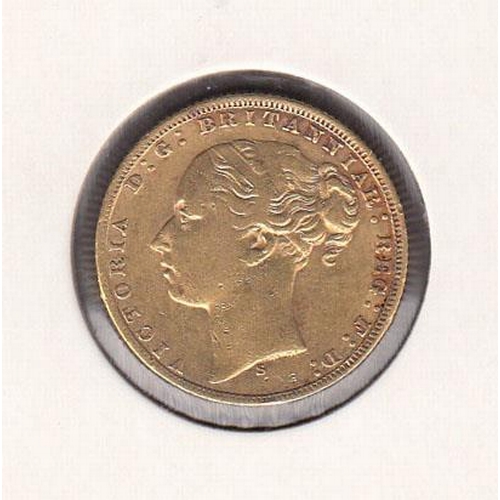 89 - UK 1872 gold full Sovereign, Sydney mint mark, in good condition