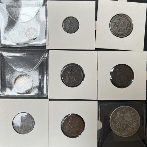 98 - A group of 12 UK King George IV coins, including Farthings x4 and x4 Half-Crowns, condition poor to ... 