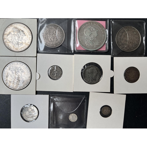 99 - A collection of UK King George III coins, from Farthing to Crown, including x2 Maundy 1d’s, 1787 6d ... 