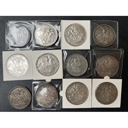 12 - A duplicated collection of 22 Queen Victoria silver Crowns, from 1844 to 1900, including 1844/ 1845 ... 