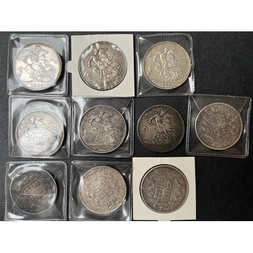 12 - A duplicated collection of 22 Queen Victoria silver Crowns, from 1844 to 1900, including 1844/ 1845 ... 