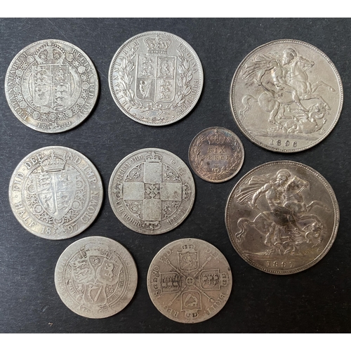 46 - A small accumulation of UK pre-1947 circulated silver coins, from 3d to 5/-, weight 400g, mixed cond... 