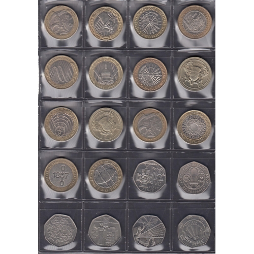 41 - A collection of mainly UK 20th Century circulated coins in album pages, including various decimal co... 