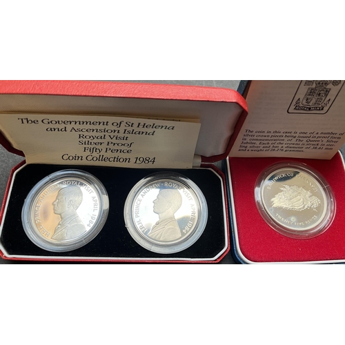 53 - A collection of eight 1977 British Commonwealth Silver Jubilee silver proof Crowns including Gibralt... 