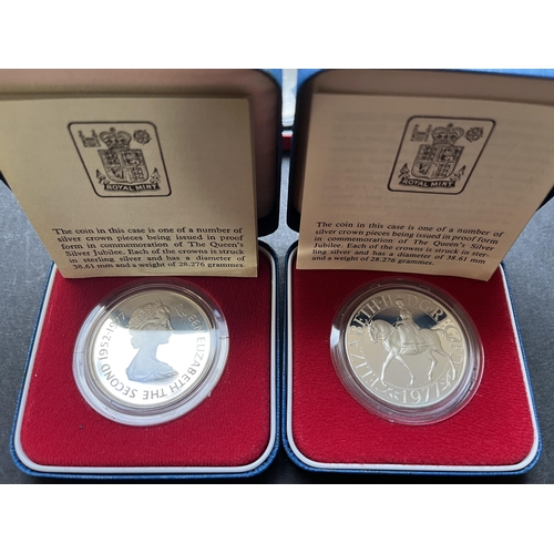 53 - A collection of eight 1977 British Commonwealth Silver Jubilee silver proof Crowns including Gibralt... 