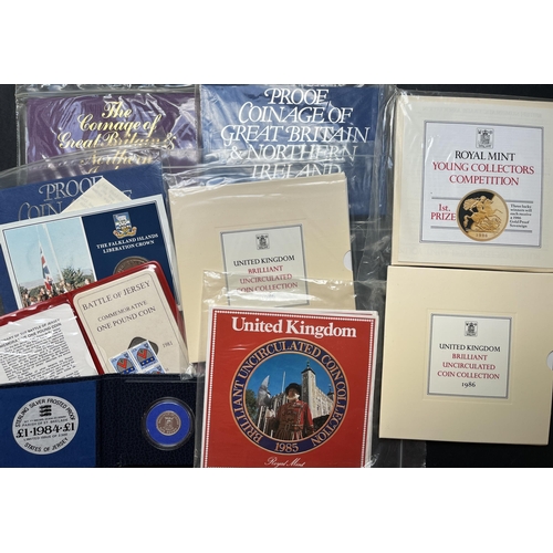 54 - A small accumulation of UK and CI uncirculated sets, including UK uncirculated year sets for 1980/19... 