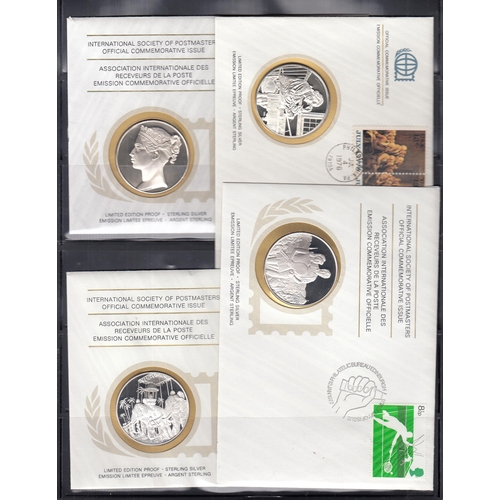 56 - 1979 International Society of Postmasters Commemorative coin covers collection in 2 volumes, 60 cove... 