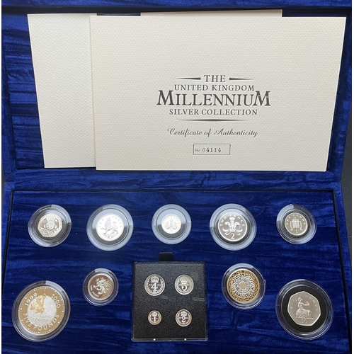 182 - The United Kingdom Millennium Silver Coin Collection including Maundy set, boxed with CoA