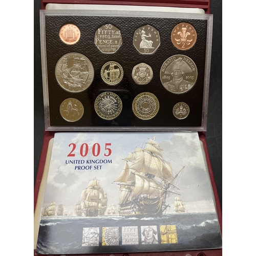 183 - A collection of 10 UK Deluxe Proof year sets from 1994 to 2005, all boxed with CoA’s