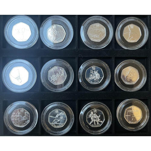 60 - A collection of 28 UK London 2012 Olympics silver 50p coins in Westminster box with CoA’s