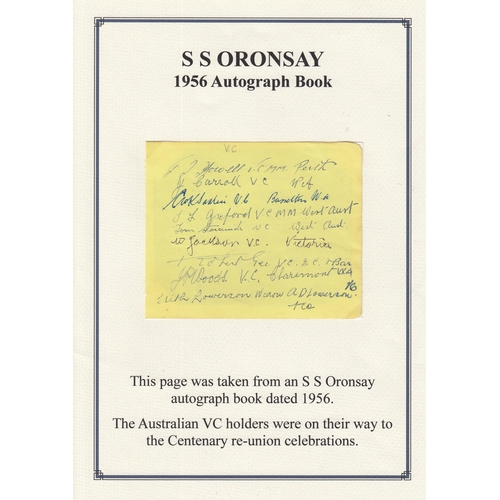 A group of 12 Australian VC Holders autographs, on a doublesided page