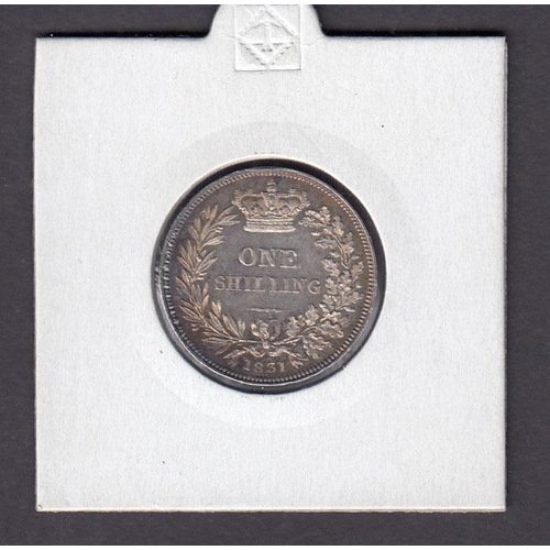 14 - UK 1831 William IV, Plain Edge silver Proof Shilling, in good condition