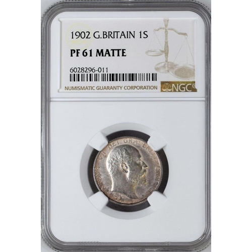 15 - UK 1902 EDVII, Matt Proof Shilling, slabbed NGC PF 61 Matte.