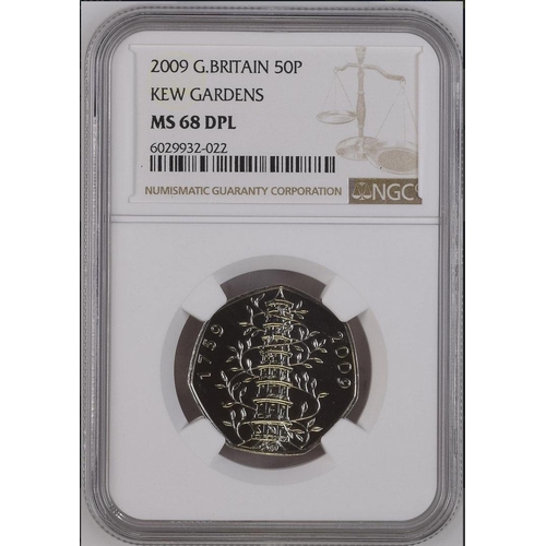 22 - UK 2009 Kew Gardens 50p, slabbed by NGC graded MS68 DPL