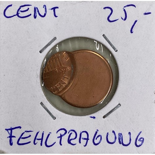 32 - USA 1c, showing massive miss-strike, with only partial impression left