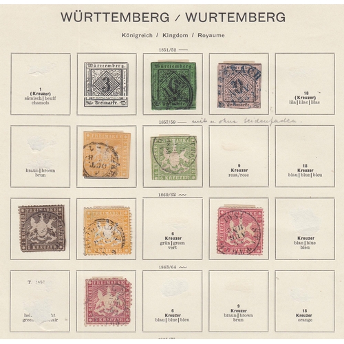 509 - Wurttemberg - Substantial and messy accumulation unceremoniously grouped together on old album pages... 