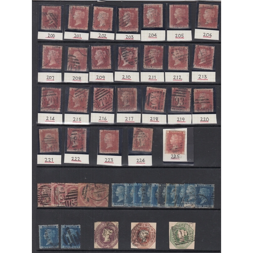 530 - A used GB QV used Line Engraved collection on 4 stock pages, including 1840 1d & 2d (faults), 1864-7... 