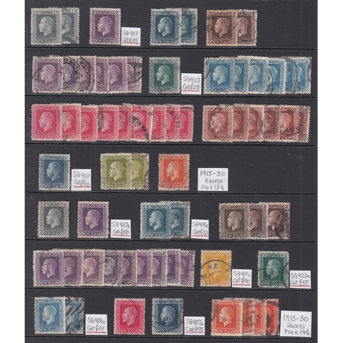 726 - KGV used selection of c500 recess and surface print definitive stamps, including some officials, on ... 