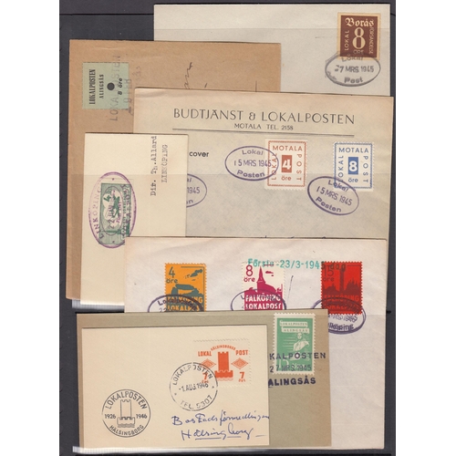 756 - Local Post:  90 Covers franked with local post stamps, 1944-1946, Alingsas, Boras, Falkoping, Gotebo... 