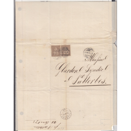 594 - Collection of French and Swiss early Postal History housed in album period 1850s/1920s. Noted Swiss ... 