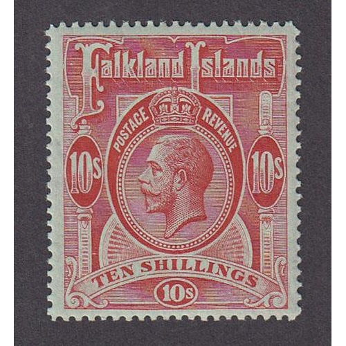 577 - 1912 MCA 10/- red on green mint, fine and lightly mounted, SG68, Cat £190