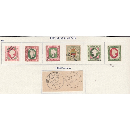 363 - Heligoland - Clean chiefly G/F used collection on 3x album pages 1867/90, varied dies and denominati... 