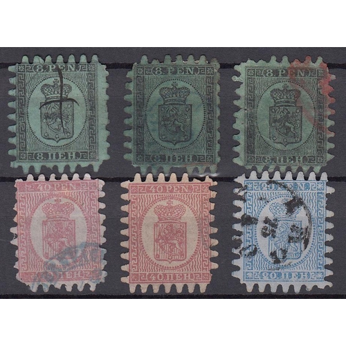 593 - Small collection of 1866/74 Serpentine Roulettes on stock card, various denominations 8p/40p, scatte... 