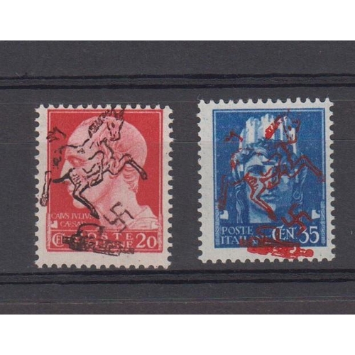 1022 - 1943 20c carmine and 35c blue u/m each with the ‘Rearing Horse’ o/pt to commemorate the ‘Quattro Gio... 