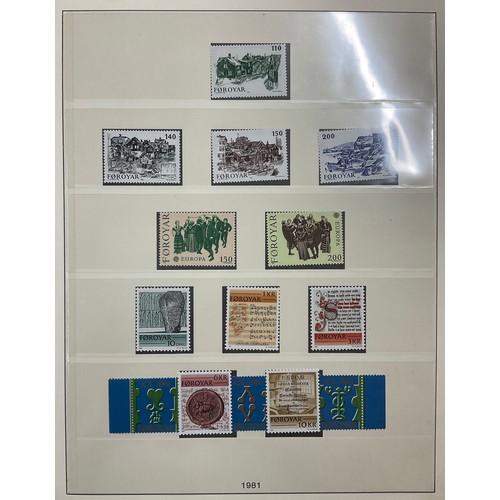 586 - A mint Faroe collection in a pre-printed Linder album from 1975 to 1985, including most sets, mini s... 