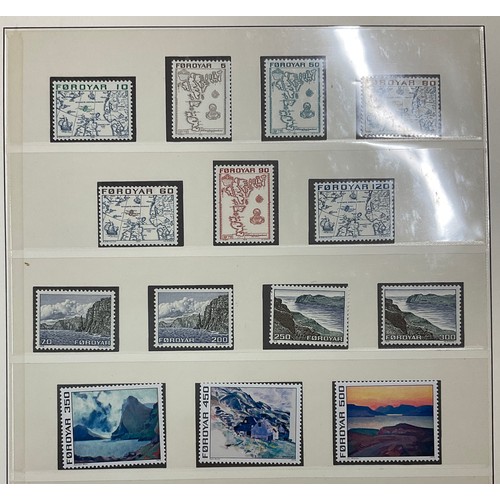 586 - A mint Faroe collection in a pre-printed Linder album from 1975 to 1985, including most sets, mini s... 