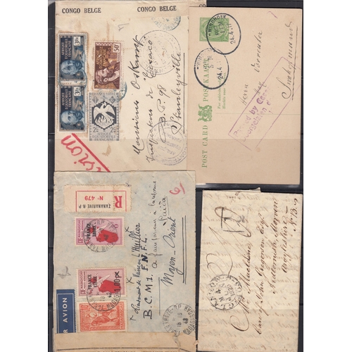 357 - Collection of vintage World covers in envelope, noted early French and Belgian Colonies, QV Canada m... 