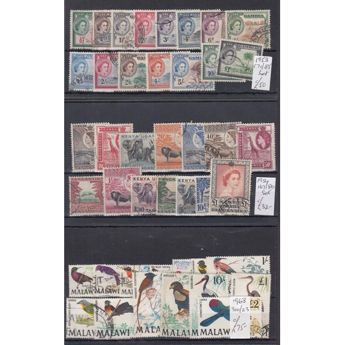 365 - British Africa - 1953/68 nine different used defin sets incl Gambia 1953, KUT 1954, Malawi 1968, Nor... 