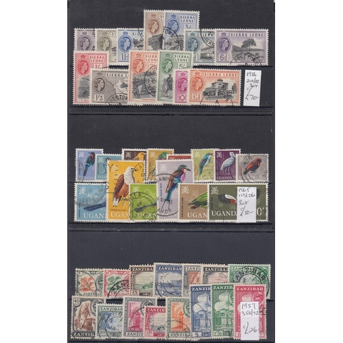 365 - British Africa - 1953/68 nine different used defin sets incl Gambia 1953, KUT 1954, Malawi 1968, Nor... 