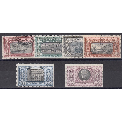 1024 - 1923 10c-5L Manzoni set of 6 values, fine used, SG155/60, Cat £3250