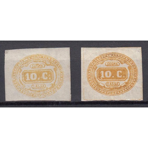 1025 - 1963 10c yellow lightly mounted mint and 10c brown-orange mint without gum Postage Dues, SG D6 & D6b... 