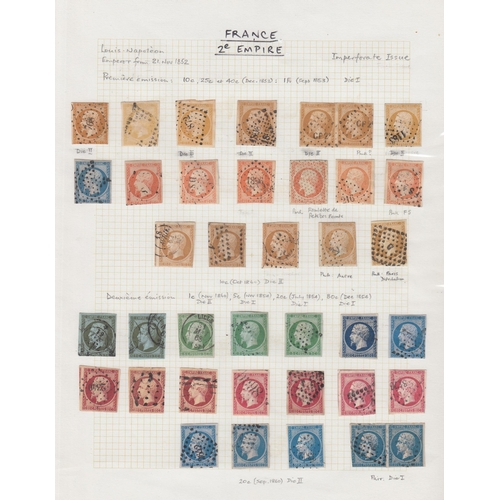 596 - 1849/1900 used collection in album, many shades with 1849/52 imperfs with 10c, 20c, 25c x3, 40c x3, ... 