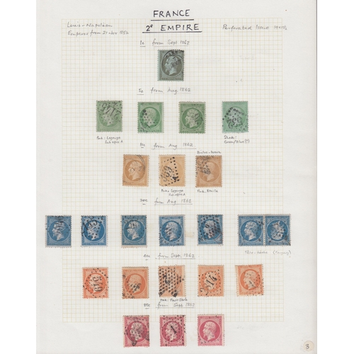 596 - 1849/1900 used collection in album, many shades with 1849/52 imperfs with 10c, 20c, 25c x3, 40c x3, ... 