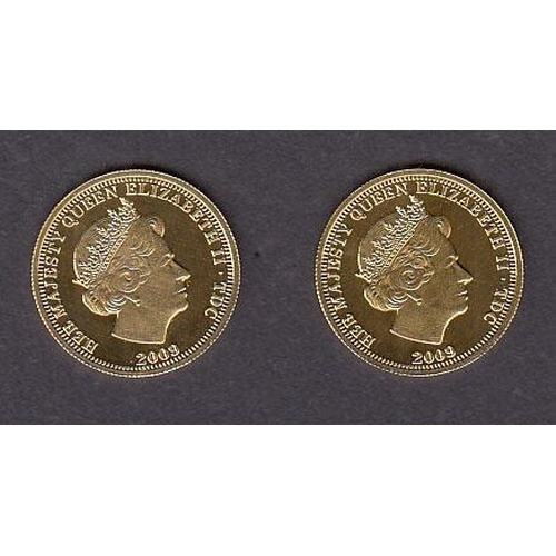 116 - Tristan Da Cunha 2009 1/25 Ounce gold coin x2, both boxed with CoAs